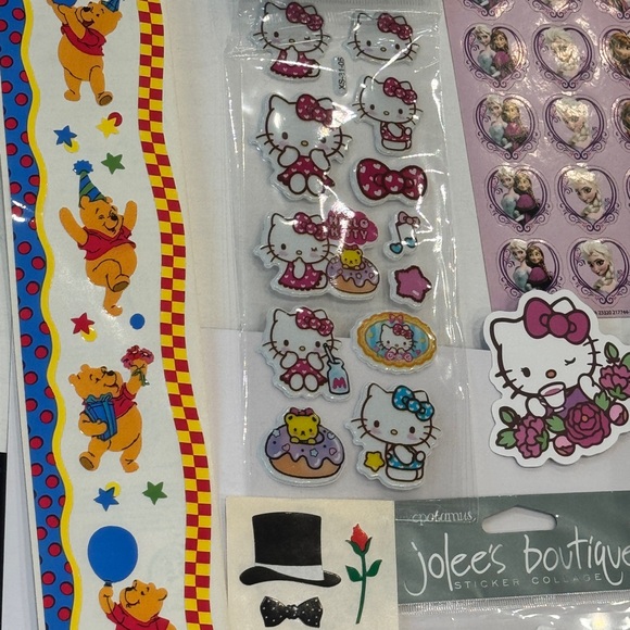 Scrapbooking lot 55+ Jolees HelloKitty Snoopy Disney Pooh Mickey MrsGrossmans - Picture 6 of 8